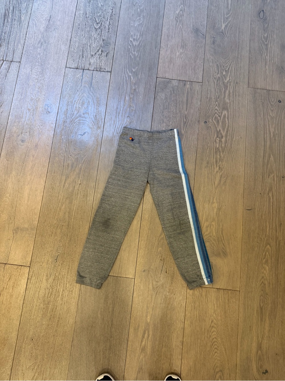 Aviator Nation Gray Joggers with Blue & White Side Stripe
